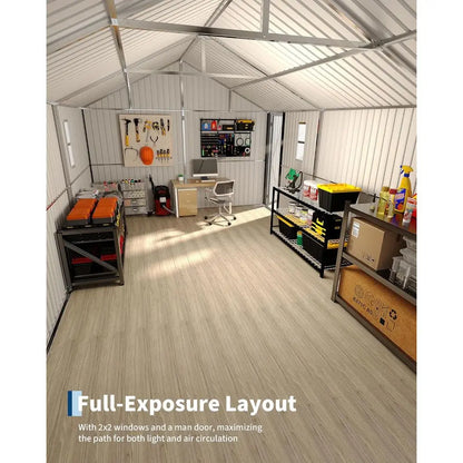 10x20 FT Enclosed Metal Carport with Steel Roof & Man Door for Sedans and SUVs