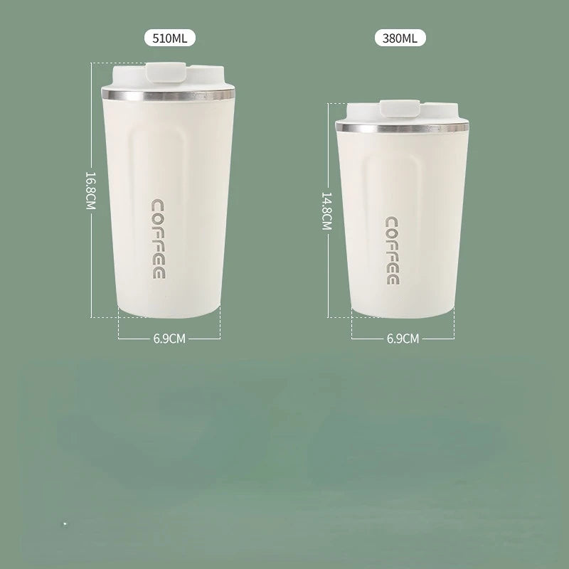 350ml/500ml Stainless Steel Coffee Cup Travel Thermal Mug Leak-Proof - Azobay