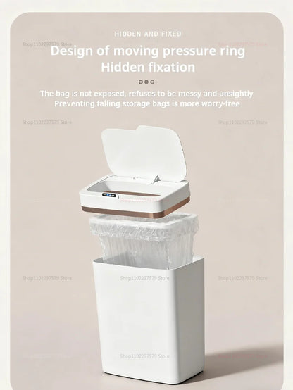 2025 Automatic Induction Trash Can with Storage Basket Eco-Friendly Plastic Household Toilet Living Room Kitchen Waste Bin Cover Paper Dispenser