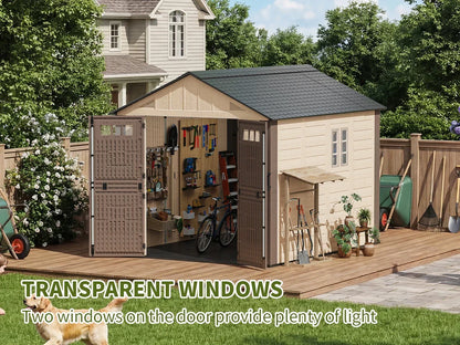 Polar Aurora 8x10/8x12 FT outdoor resin storage shed with lockable door and windows