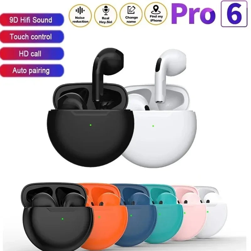 TWS Pro6 Earphone Bluetooth Headphones with Mic 9D Stereo Pro 6 Earbuds - Azobay