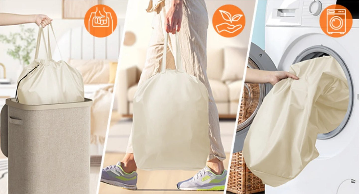 85L Large Capacity Laundry Hamper with Handles Oxford Fabric Inner Bag And Plastic Frame for Dirty Clothes Basket