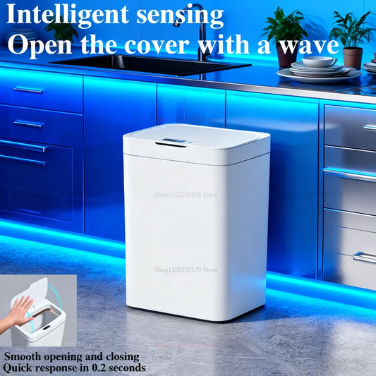 2025 Automatic Induction Trash Can with Storage Basket Eco-Friendly Plastic Household Toilet Living Room Kitchen Waste Bin Cover Paper Dispenser