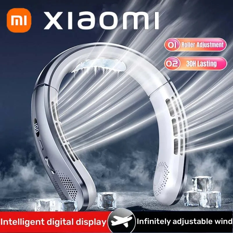 xiaomi-8000mah-usb-hanging-neck-fan-portable-bladeless-mini-rechargeable-mute-led-digital-display-electric-fans-air-cooler-new