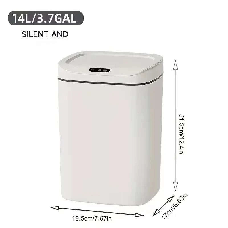 Slim compact smart motion sensor trash can with touchless lid for hygiene and low voltage operation