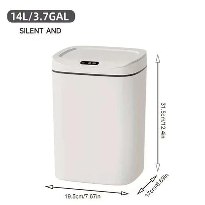 Slim compact smart motion sensor trash can with touchless lid for hygiene and low voltage operation