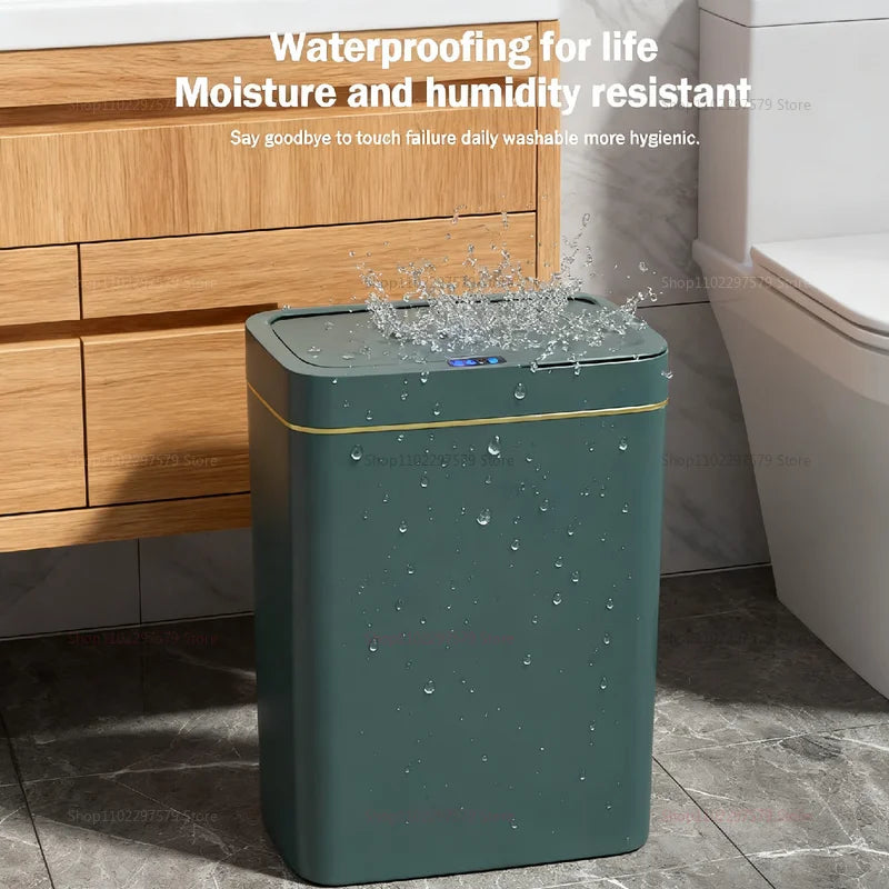 2025 Automatic Induction Trash Can with Storage Basket Eco-Friendly Plastic Household Toilet Living Room Kitchen Waste Bin Cover Paper Dispenser