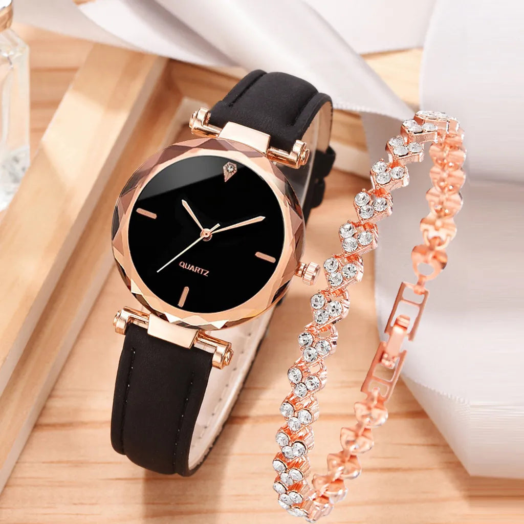 2pcs-luxury-fashion-women-watch-set-pu-leather-strap-ladies-quartz-wristwatch-rhinestone-rosegold-alloy-bracelet-for-ladies-gift