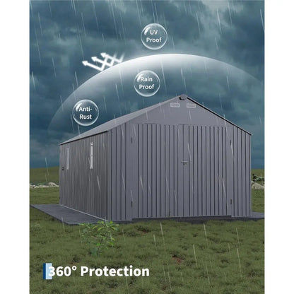 10x20 FT Enclosed Metal Carport with Steel Roof & Man Door for Sedans and SUVs