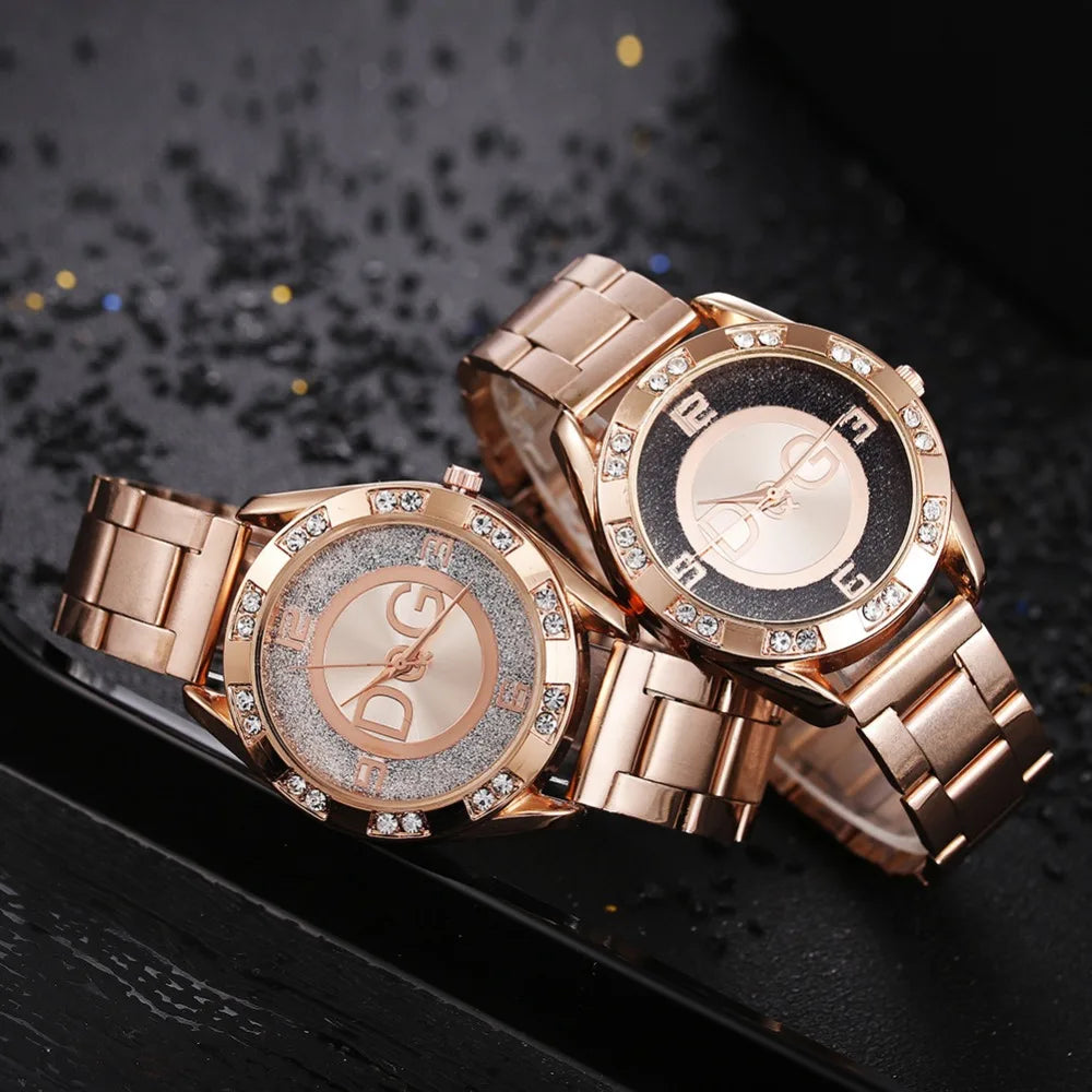 Women's Watches Luxury Brand Fashion Rhinestone  SteeStainlessl Quartz Ladies Wristwatches Reloj Mujer Best Selling Montre - Azobay