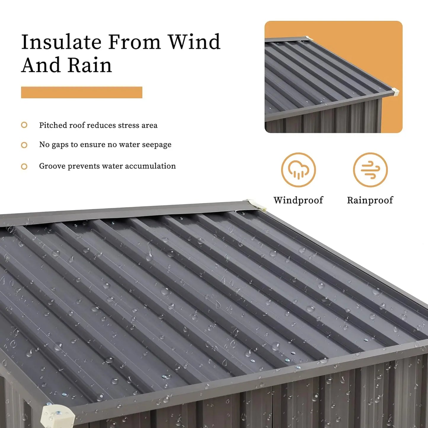 Outdoor metal storage shed with side window and lockable door