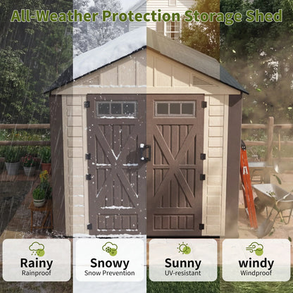Polar Aurora 8x10 outdoor resin storage shed with lockable door and windows
