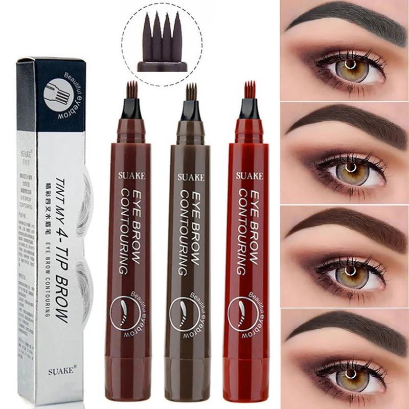 4 Point Eyebrow Pencil Maquillajes Para Mujer Waterproof Liquid Eyebrow Pen - Azobay