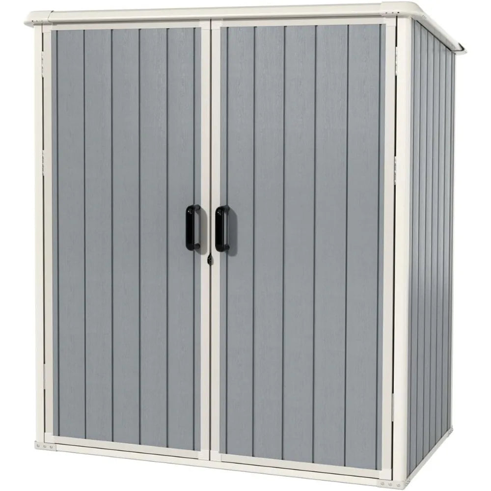 5x3 FT outdoor resin storage shed with lockable door and built-in floor for garden tool storage