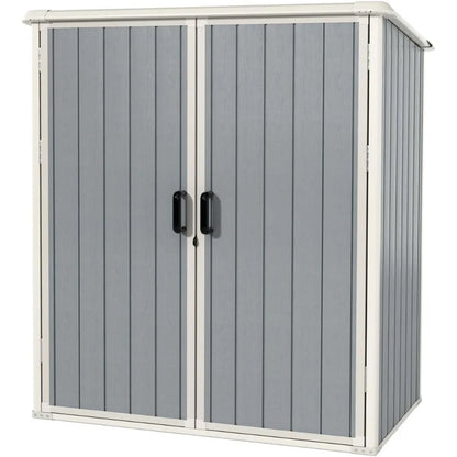 5x3 FT outdoor resin storage shed with lockable door and built-in floor for garden tool storage