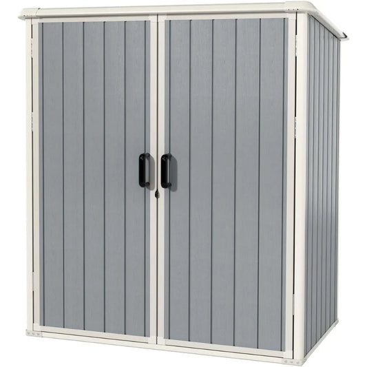 5x3 FT outdoor resin storage shed with lockable door and built-in floor for garden tool storage