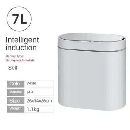 7L automatic bathroom trash can with touchless lid and motion sensor for kitchen and bedroom use