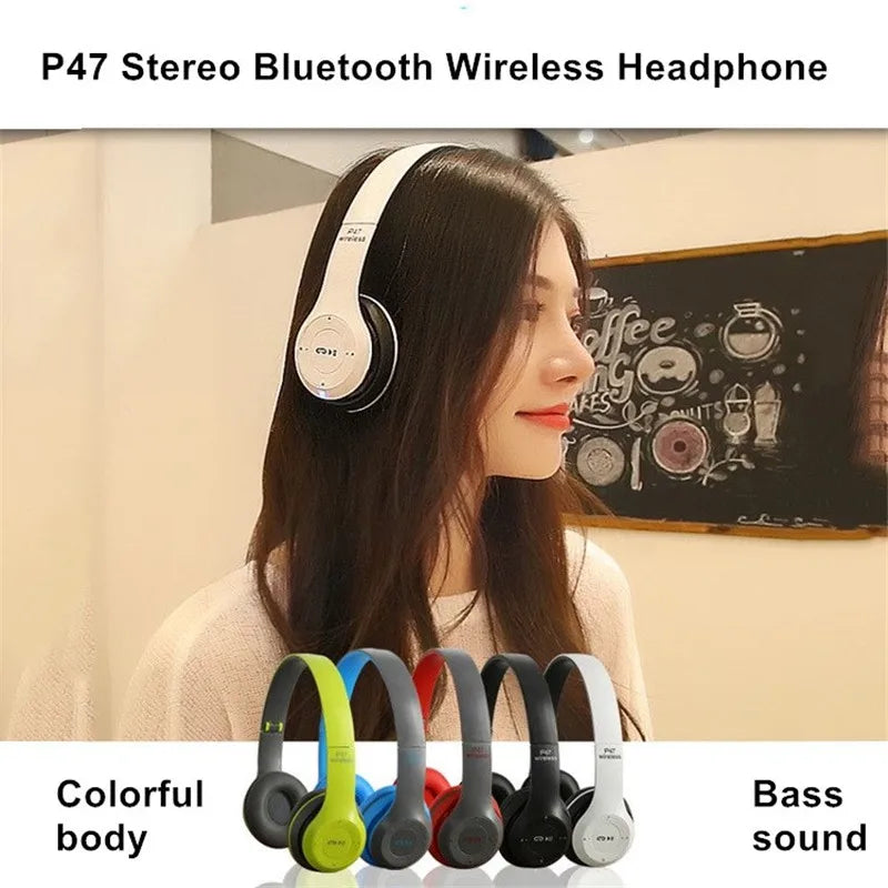 Stereo P47 Headset 5.0 Bluetooth Headset Folding Series Wireless Sports Game Headset for iPhone XiaoMi - Azobay