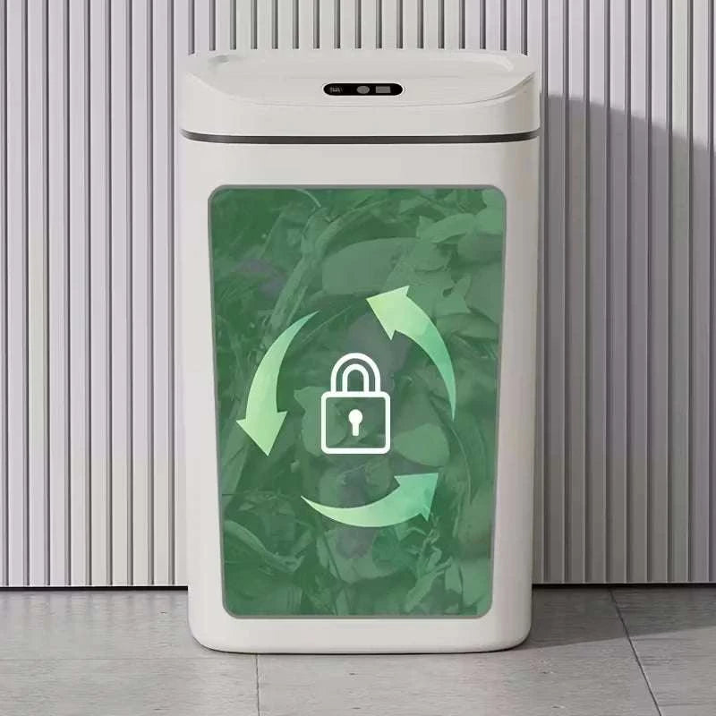 Slim plastic smart motion sensor trash can with touchless lid for home and office use