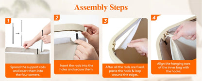 85L Large Capacity Laundry Hamper with Handles Oxford Fabric Inner Bag And Plastic Frame for Dirty Clothes Basket