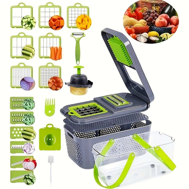 A Set Of 22-Piece Vegetable Cutter, Multifunctional Fruit Vegetable Cutter - Azobay