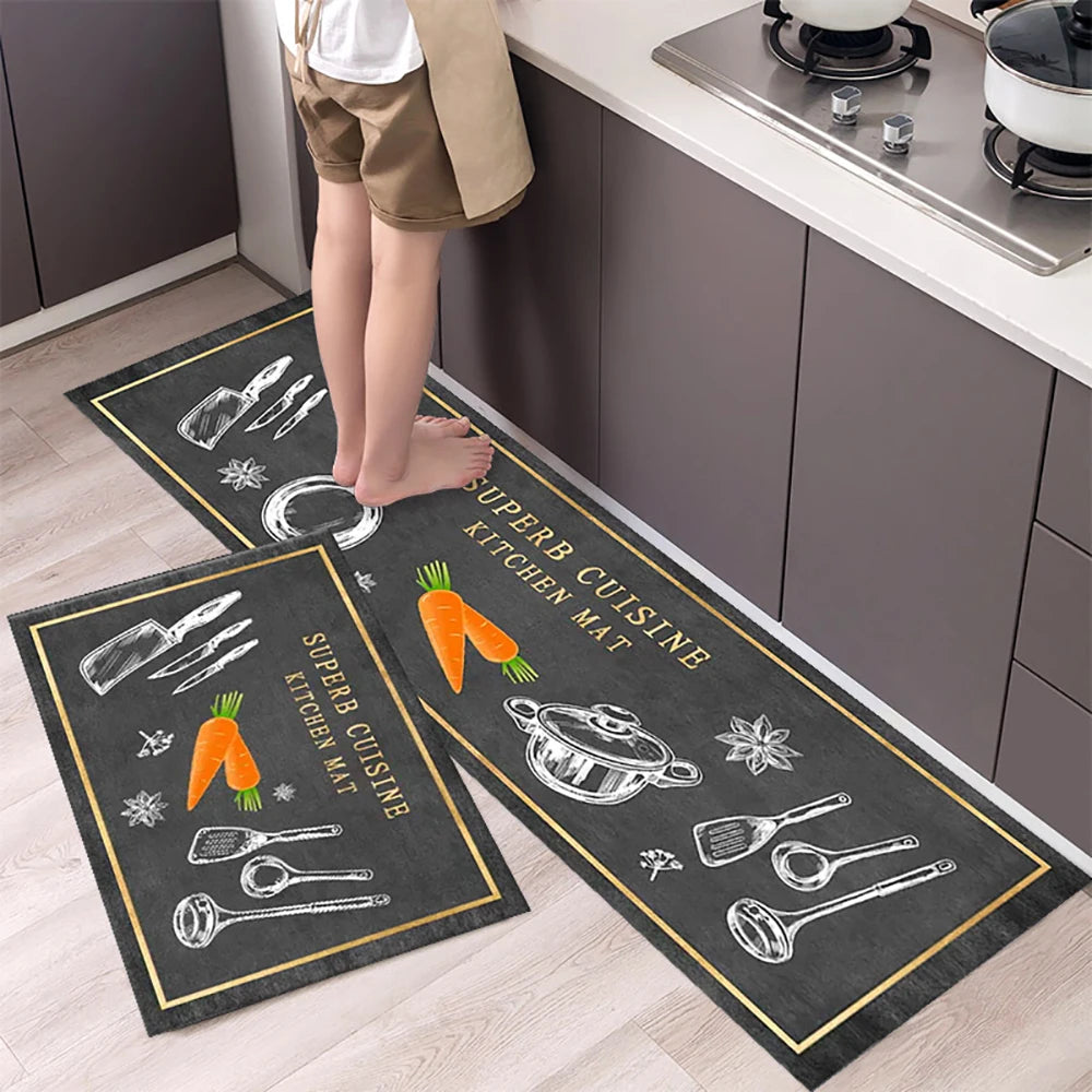 Kitchen Floor Mat Bedroom Living Room Long Bedside Area Rug Hallway Soft Washable Carpet Anti Slip Bathroom Entrance Doormat - Azobay