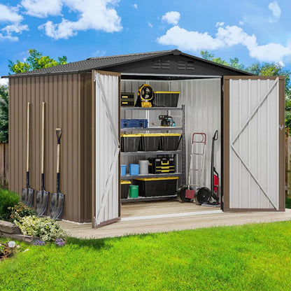 8x6 FT Heavy-Duty Outdoor Metal Storage Shed for Garden Tools and Equipment