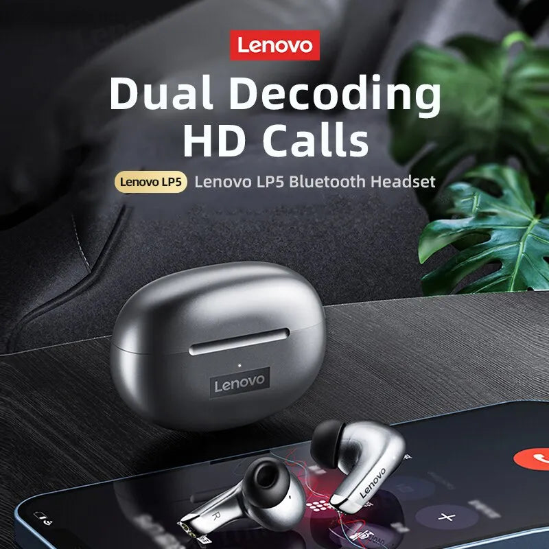 Original Lenovo LP5 Wireless Bluetooth Earbuds Earphones Headphones - Azobay