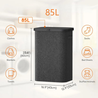85L Large Capacity Laundry Hamper with Handles Oxford Fabric Inner Bag And Plastic Frame for Dirty Clothes Basket