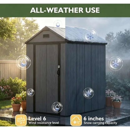 Brand new fast shipping 4x6 FT Resin Shed with Reinforced Floor Outdoor Storage Shed All-Weather Plastic Tool Shed with