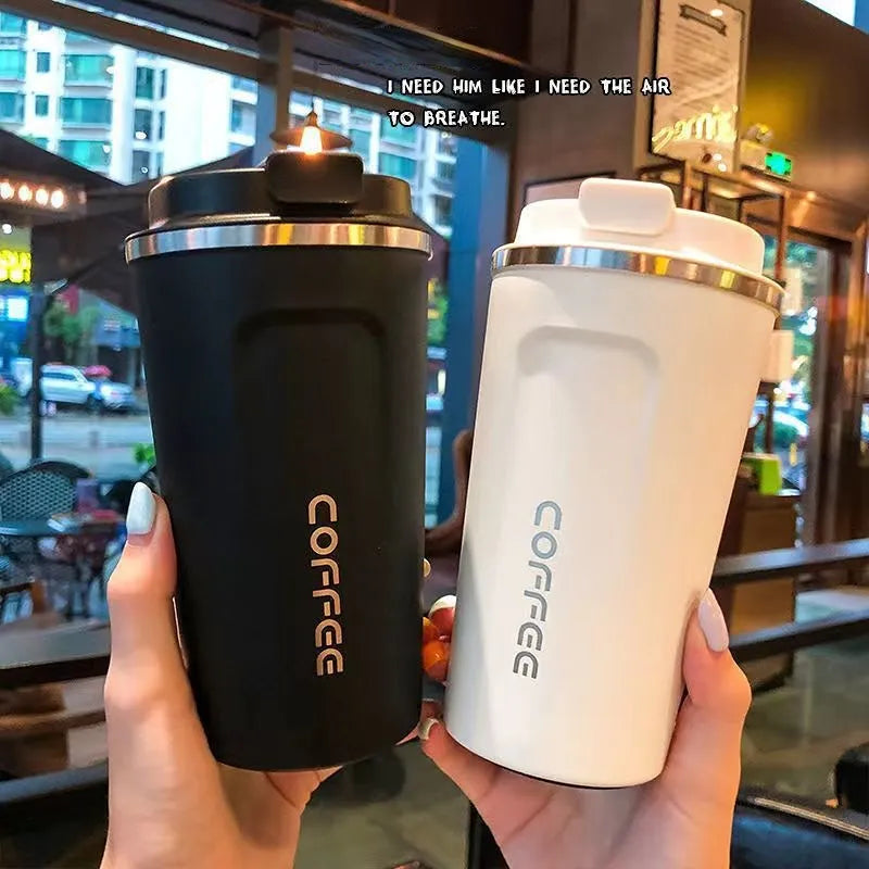 350ml/500ml Stainless Steel Coffee Cup Travel Thermal Mug Leak-Proof - Azobay