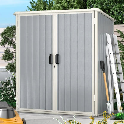 5x3 FT outdoor resin storage shed with lockable door and built-in floor for weather-resistant tool storage