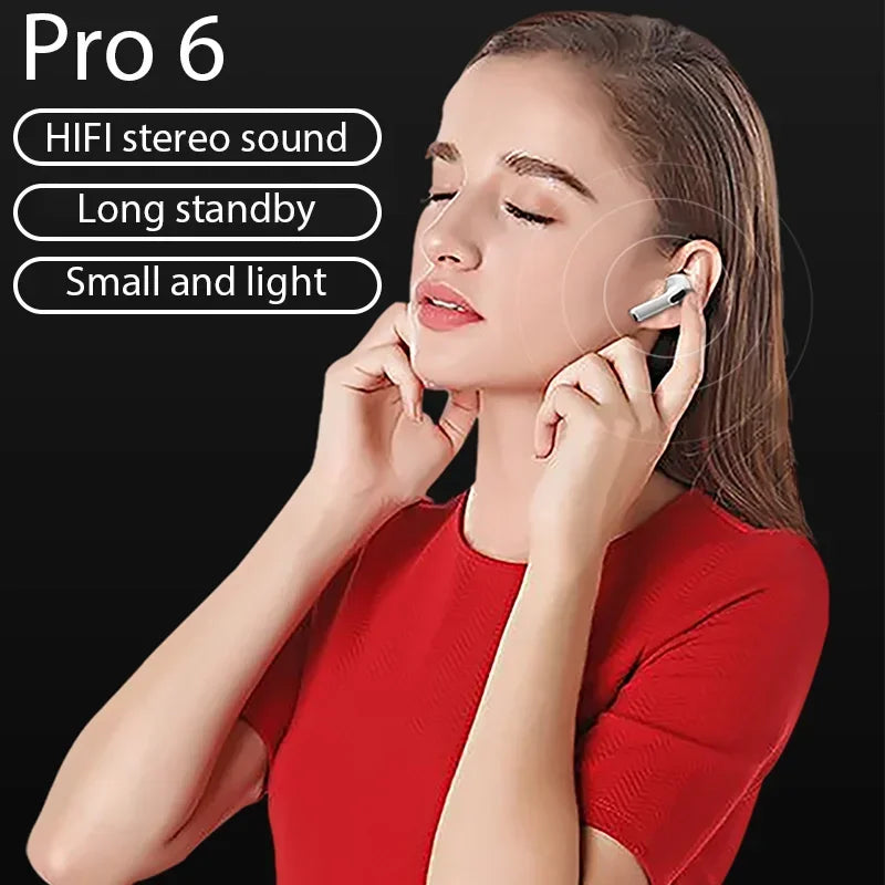 TWS Pro6 Earphone Bluetooth Headphones with Mic 9D Stereo Pro 6 Earbuds - Azobay