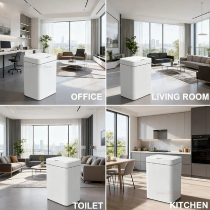 2025 Automatic Induction Trash Can with Storage Basket Eco-Friendly Plastic Household Toilet Living Room Kitchen Waste Bin Cover Paper Dispenser