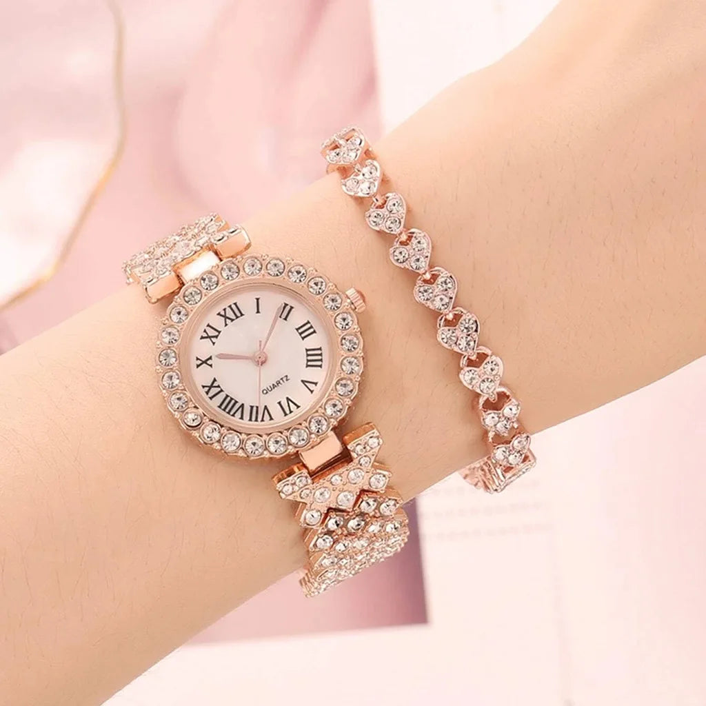 Luxury Watch Luxury Brand Reloj Mujer Watch Bracelet Set Diamond Steel Band - Azobay