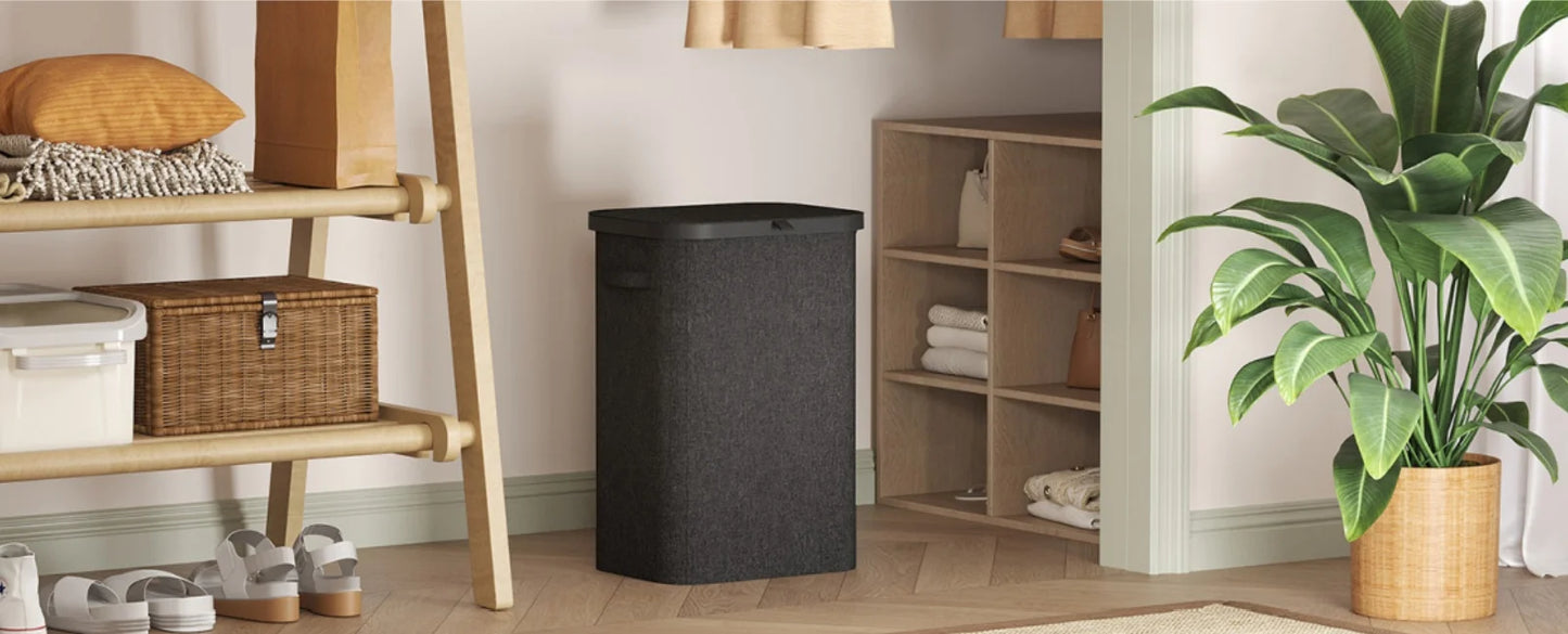 85L Large Capacity Laundry Hamper with Handles Oxford Fabric Inner Bag And Plastic Frame for Dirty Clothes Basket