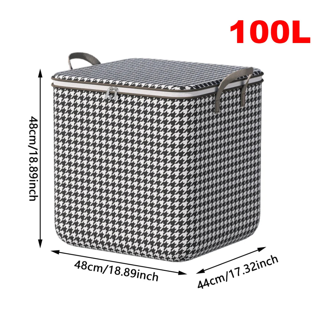100L Foldable Laundry Hamper Basket with Bamboo Handle And Lid Eco-Friendly Removable Liner for Bedroom Bathroom Storage