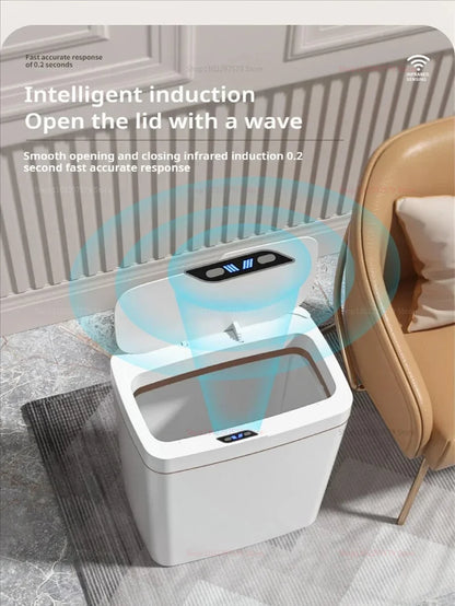 2025 Automatic Induction Trash Can with Storage Basket Eco-Friendly Plastic Household Toilet Living Room Kitchen Waste Bin Cover Paper Dispenser