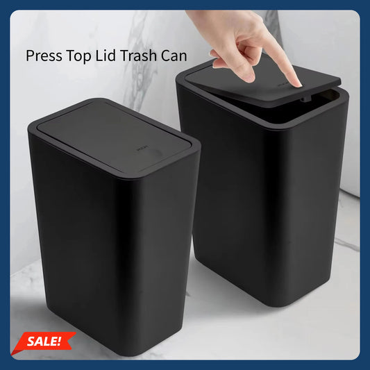 10-Liter Compact Plastic Waste Bin Eco-Friendly Rectangular Trash Can for Bathroom Toilet Bedroom Living Room