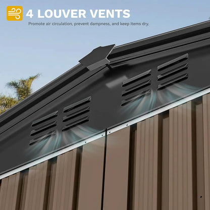8x6 FT Heavy-Duty Outdoor Metal Storage Shed for Garden Tools and Equipment
