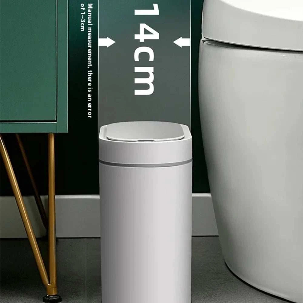 7L automatic touchless bathroom trash can with lid and motion sensor for kitchen and bedroom use