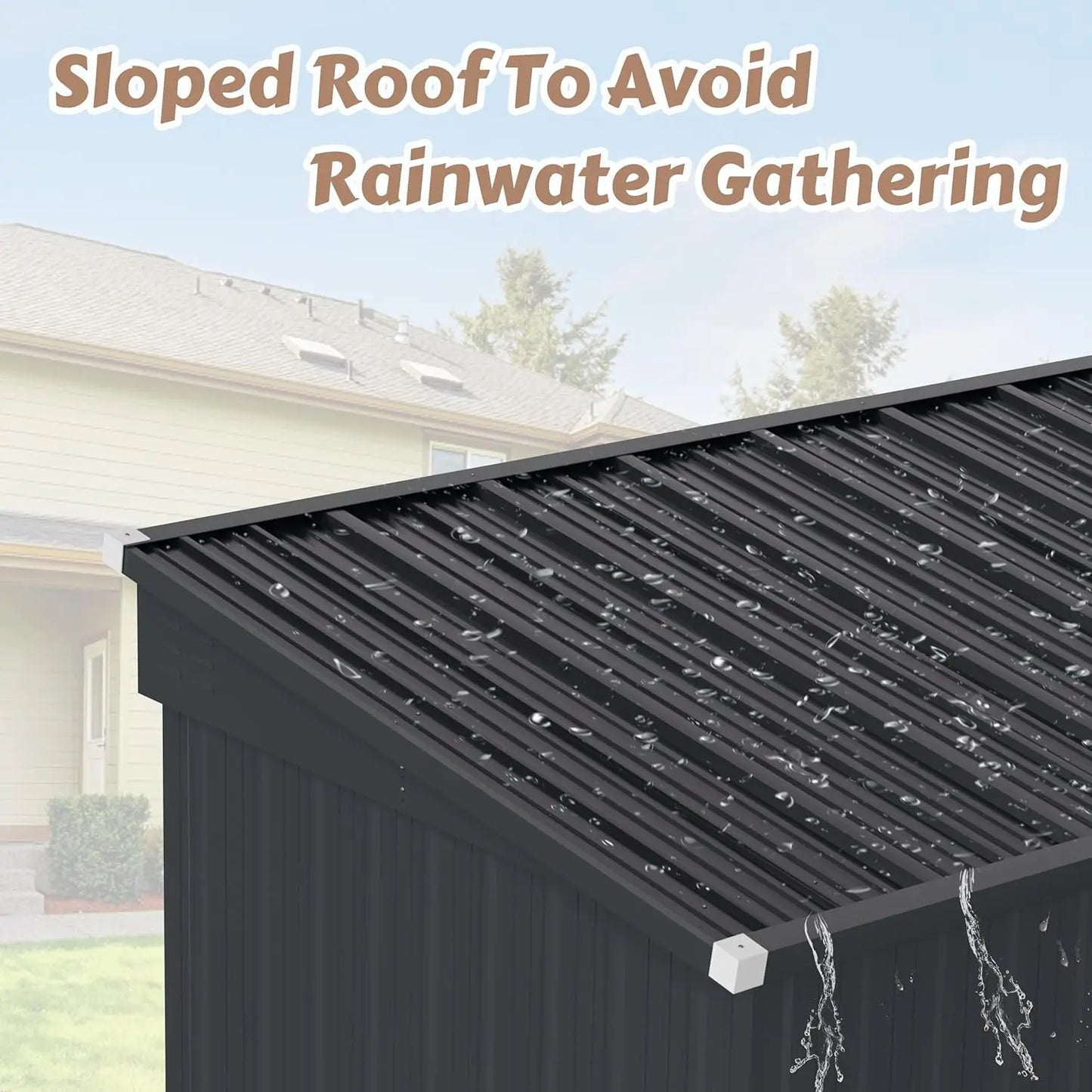 Custom Outdoor Metal Storage Shed with Sloped Galvanized Steel Roof