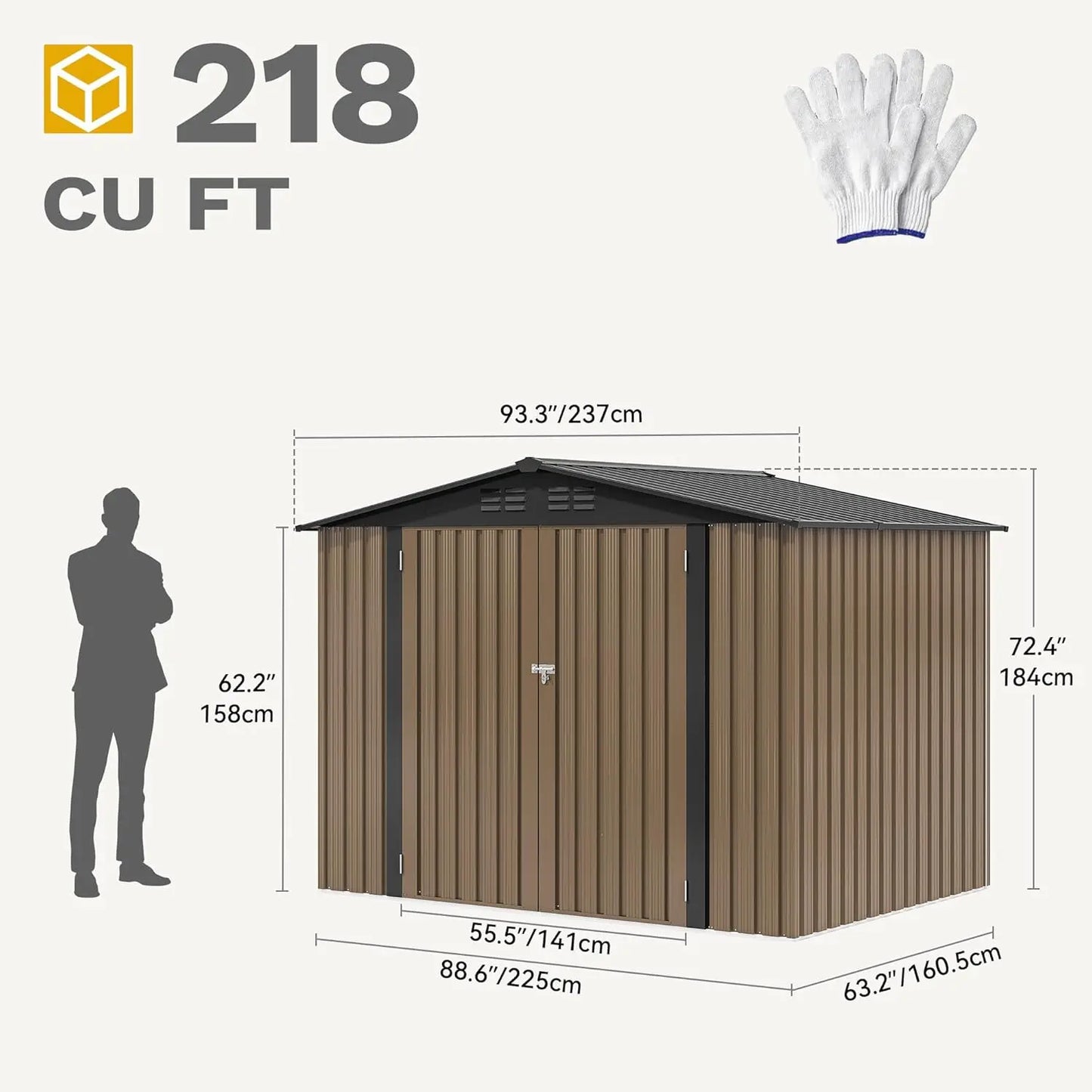 8x6 FT Heavy-Duty Outdoor Metal Storage Shed for Garden Tools and Equipment