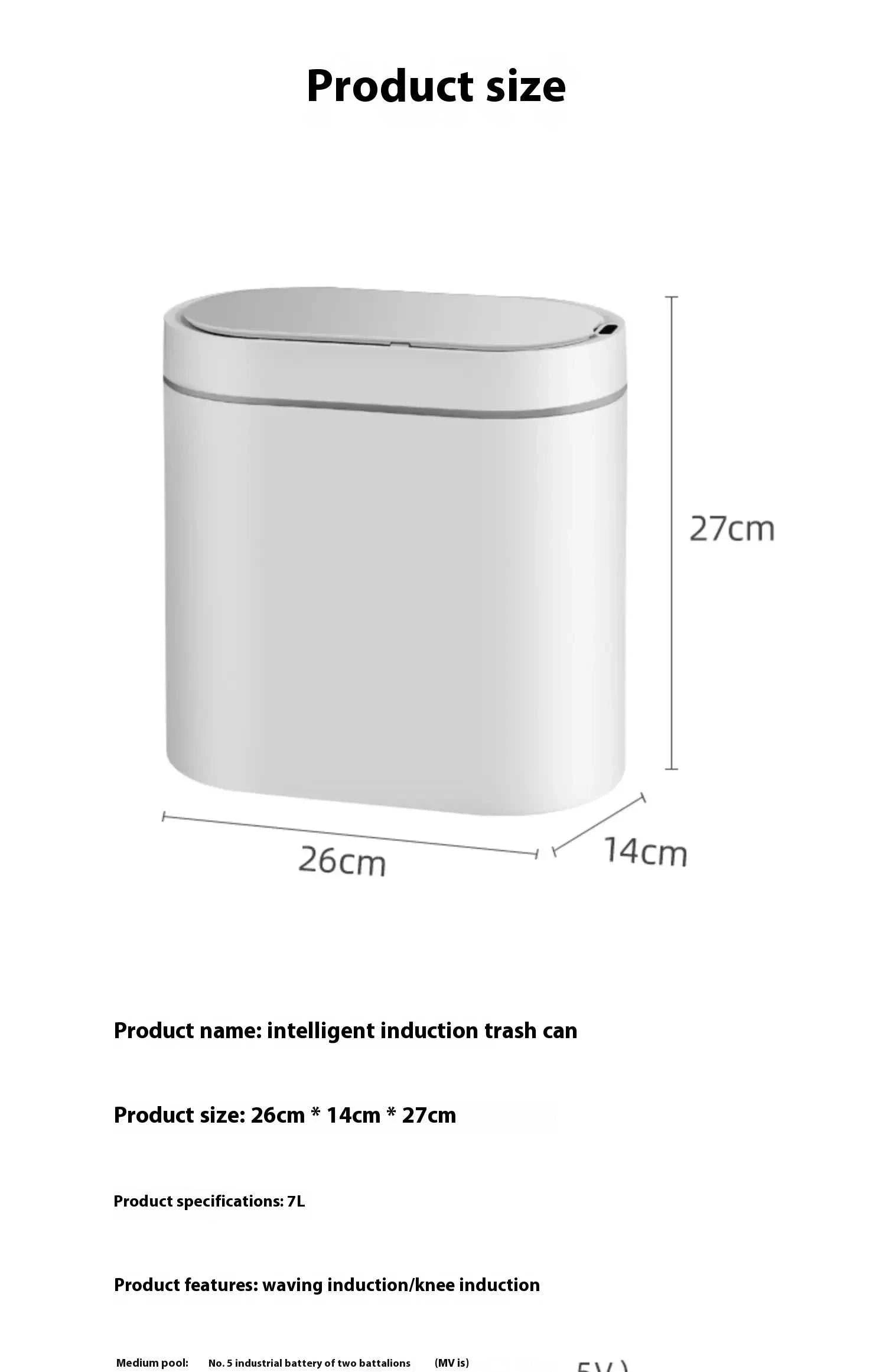 7L automatic bathroom trash can with touchless lid and motion sensor for kitchen and bedroom use