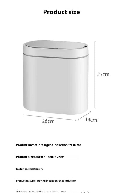 7L automatic bathroom trash can with touchless lid and motion sensor for kitchen and bedroom use