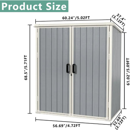 5x3 FT outdoor resin storage shed with lockable door and built-in floor for weather-resistant garden tool storage