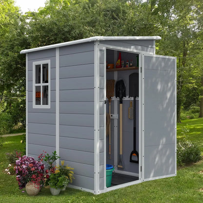 Outdoor 5x4 FT resin storage shed with lockable door and waterproof polypropylene design