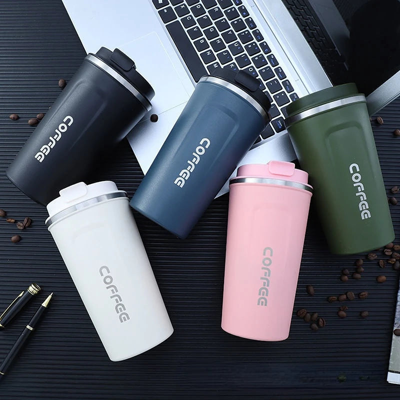 350ml/500ml Stainless Steel Coffee Cup Travel Thermal Mug Leak-Proof - Azobay