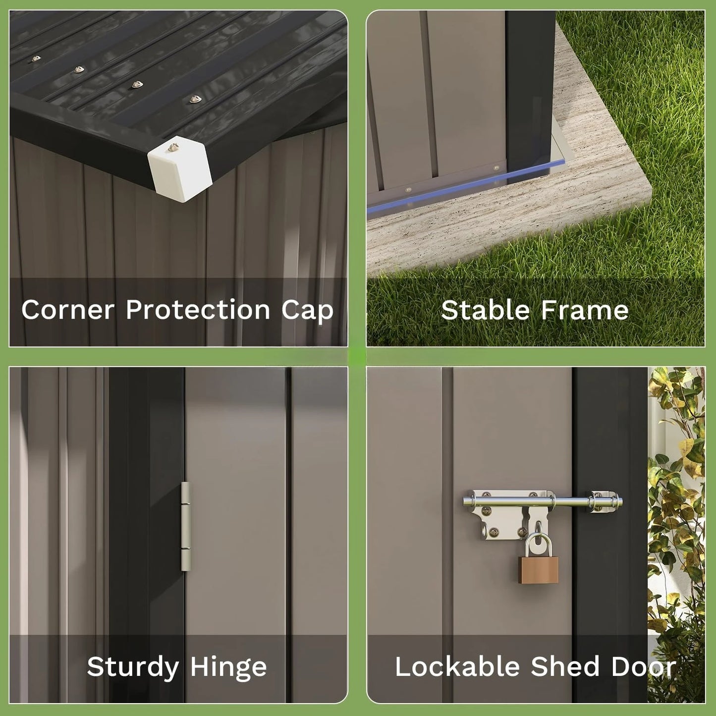 8x6 FT Outdoor Metal Storage Shed with Lockable Doors & Air Vents