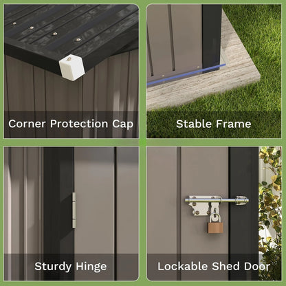 8x6 FT Outdoor Metal Storage Shed with Lockable Doors & Air Vents